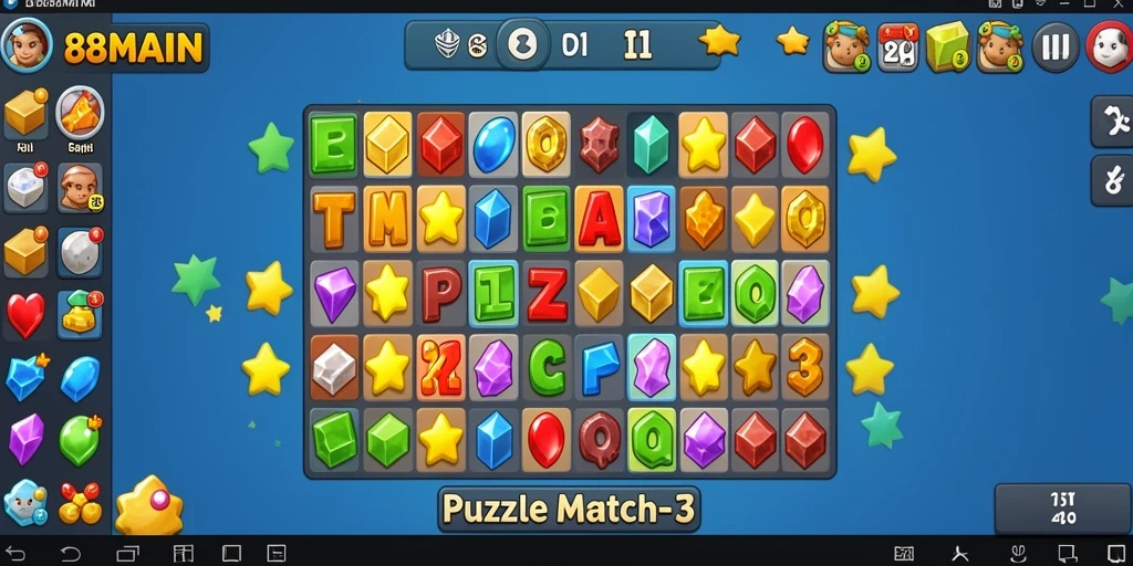 Screenshot utama 88MAIN yang menunjukkan gameplay Puzzle Match-3 yang menawan.
