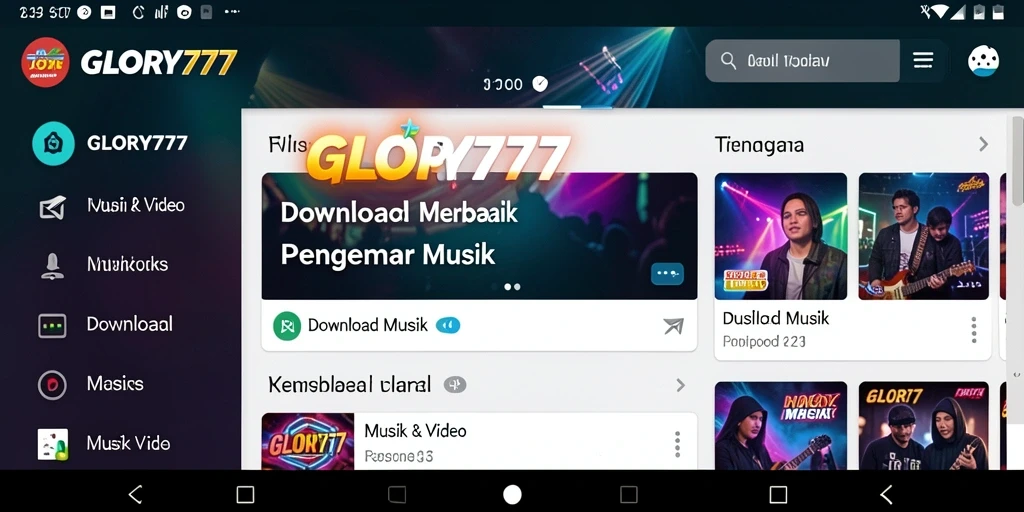 Antarmuka GLORY777 yang sederhana untuk Download Musik