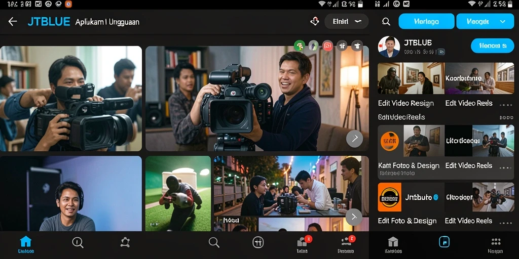 Antarmuka aplikasi JTBLUE untuk Edit Video Reels yang intuitif dan fungsional.
