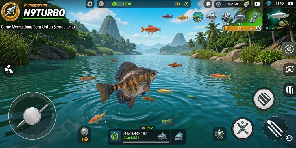 Tampilan antarmuka N9TURBO saat memancing yang menawan.