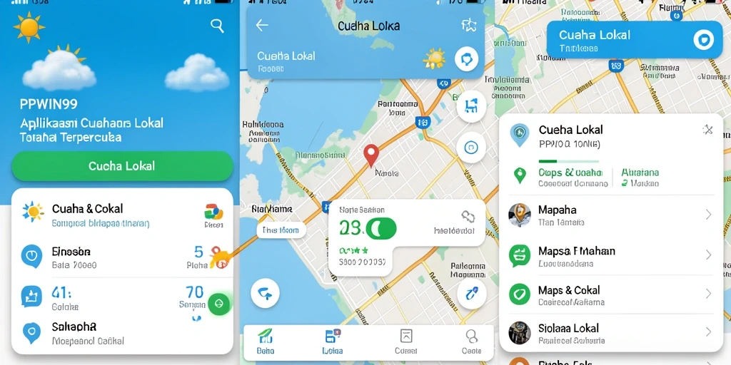 Tampilan antarmuka utama PPWIN99 dengan informasi cuaca lokal.