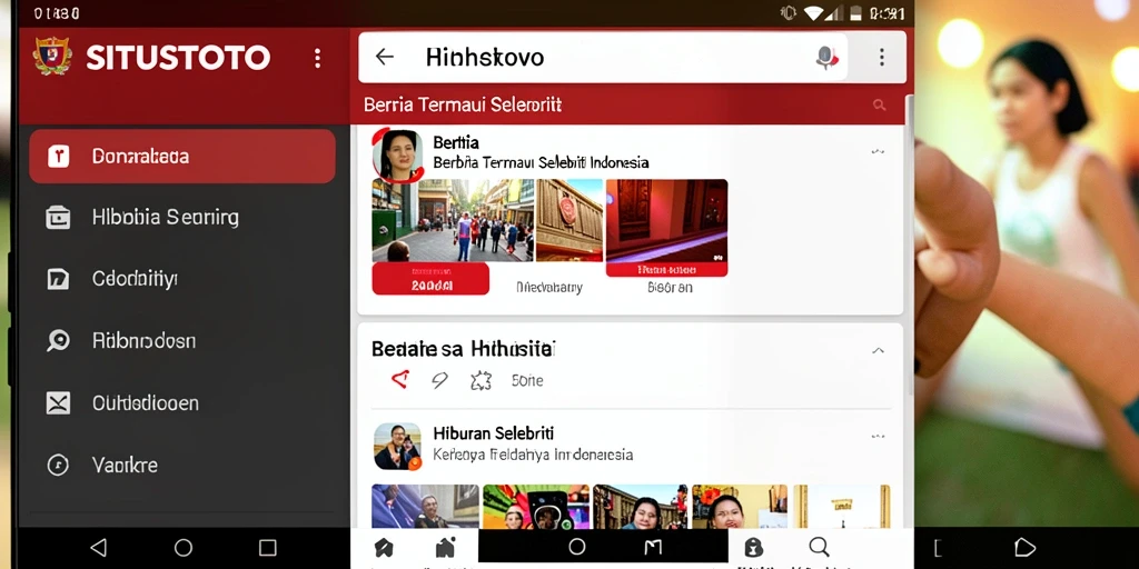 Antarmuka aplikasi SITUSTOTO yang menampilkan berita selebriti terkini.
