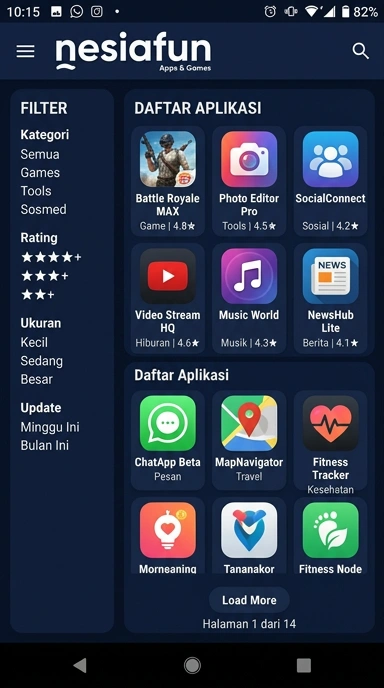 Katalog Aplikasi Populer & Kanal Uji — nesiafun