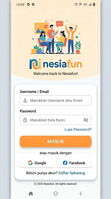 Masuk Akun Nesiafun untuk Pengguna Android